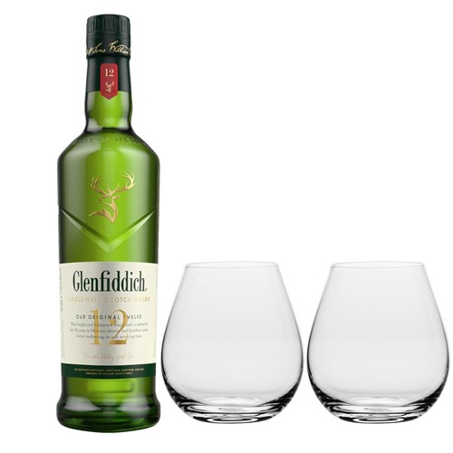 Glenfiddich 12 Year Old Whisky 70cl And Crystal Classic Collection Tumblers